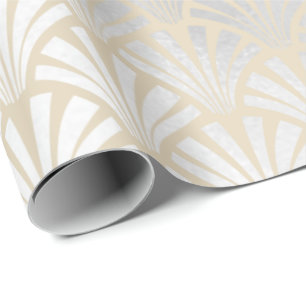 Art Deco Ivory Silver Gray Scales Seashell Elegant Wrapping Paper