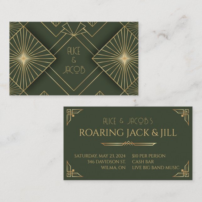 Art Deco Jack and Jill Stag and Doe Swing Tickets (Front/Back)