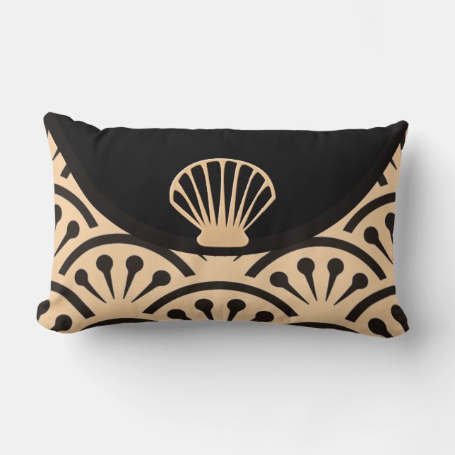 Art Deco Japan (Butter Yellow + Black) LP Lumbar Pillow (Front)