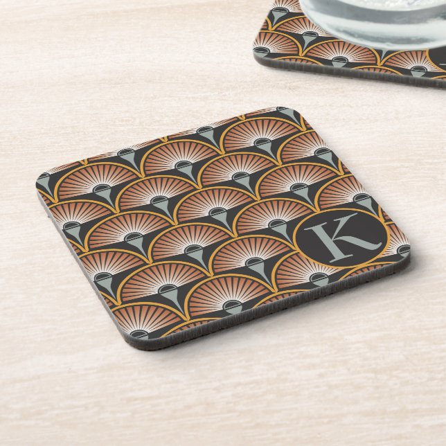 Art Deco Jazz Age Sunset Jukebox Beverage Coaster (Left Side)
