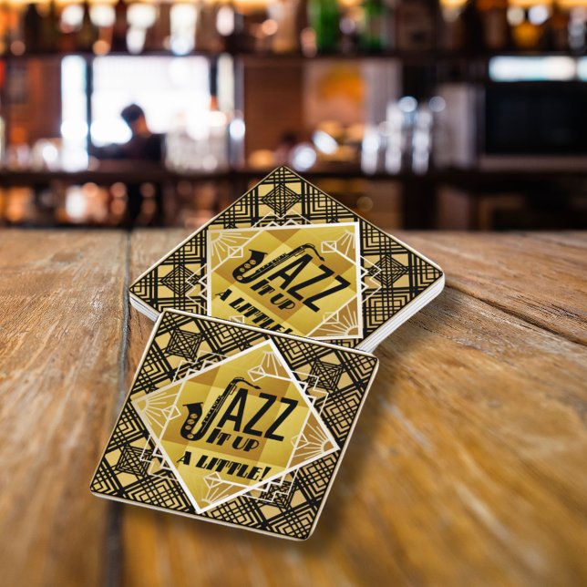 Art Deco Jazz It Up Horn New Year's Eve Party Paper Coaster (Art Deco Jazz It Up Horn New Year's Eve Party Paper Coaster)