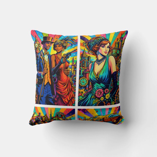 Art Deco Jazz Throw Pillow (Back)