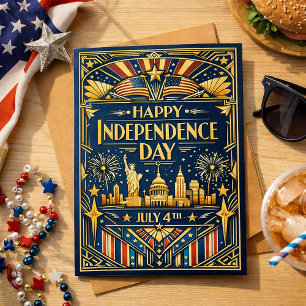 Art Deco July 4th Patriotic Holiday Card