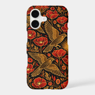 Art Deco Kestrels & Poppies Bold Decorative Art iPhone 17 Case