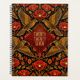 Art Deco Kestrels & Poppies Bold Decorative Art Planner
