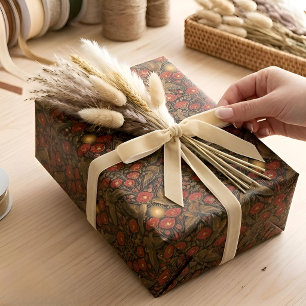 Art Deco Kestrels & Poppies   Bold Decorative Art Wrapping Paper