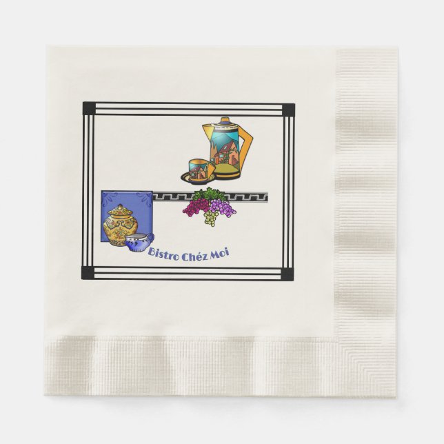 Art Deco Kitchen Bistro Personalized Napkins (Front)