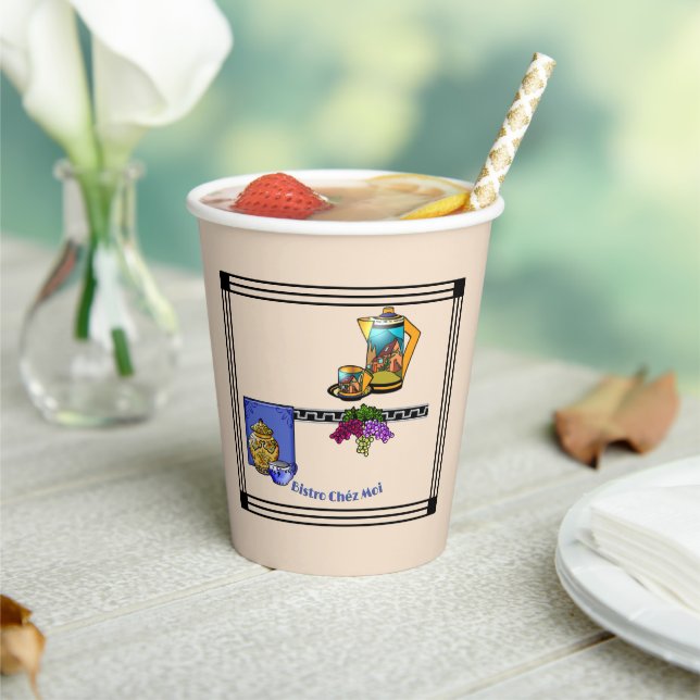 Art Deco Kitchen Bistro Personalized Paper Cups (Insitu)
