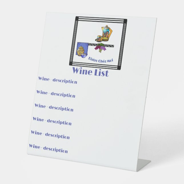 Art Deco Kitchen Bistro Personalized Pedestal Sign (Front)