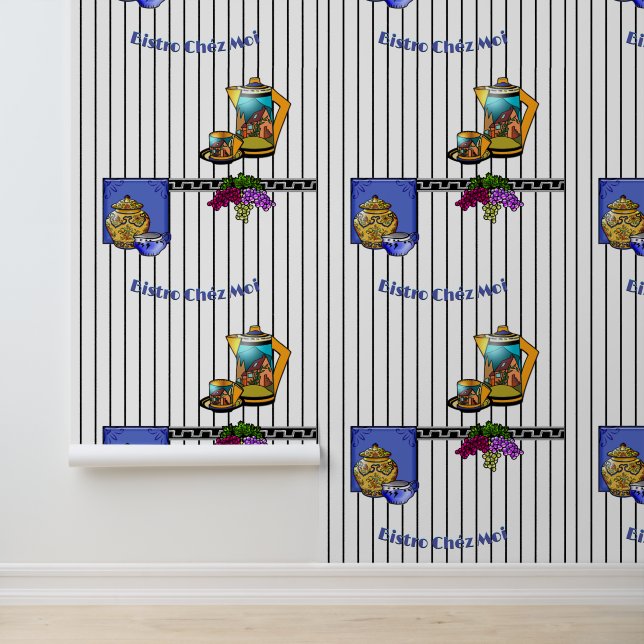 Art Deco Kitchen Bistro Personalized Wallpaper (Application)