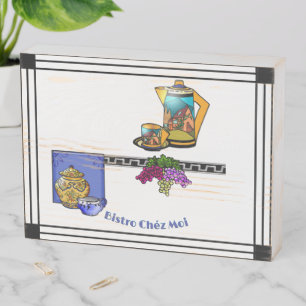 Art Deco Kitchen Bistro Personalized Wooden Box Sign