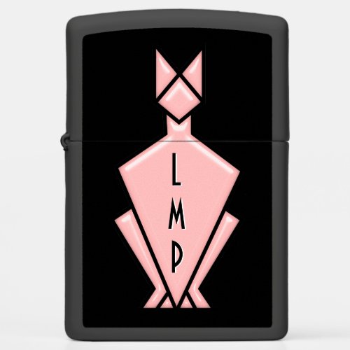 Art Deco Kitty Cat _ Rose Quartz _ Personalized Zippo Lighter