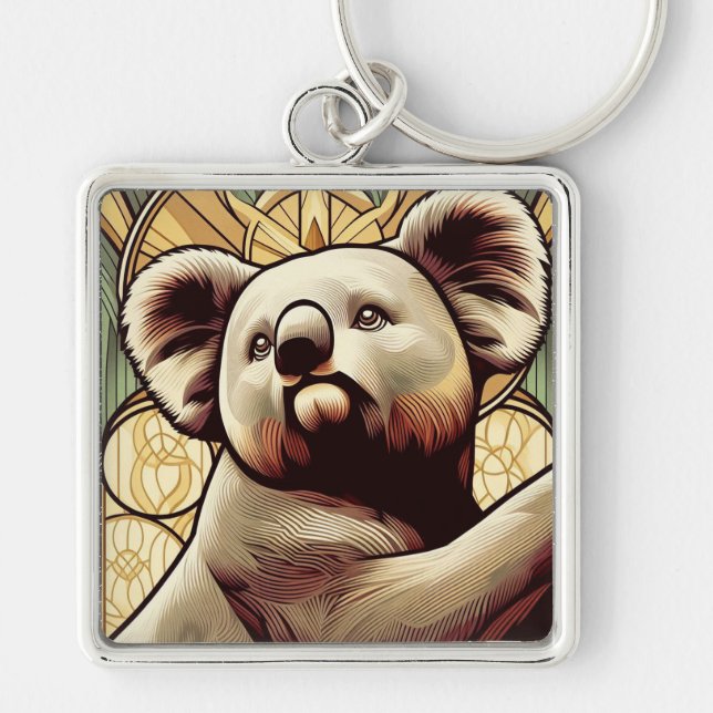 Art Deco Koala Bear Keychain (Front)