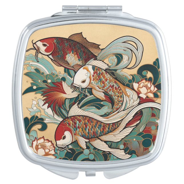 Art Deco Koi compact mirror (Front)