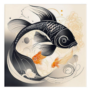 Art Deco Koi Fish Acrylic Wall Art