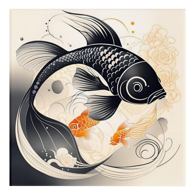 Art Deco Koi Fish Acrylic Wall Art (Front)
