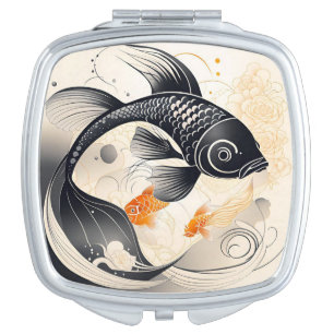 Art Deco Koi Square Compact Mirror