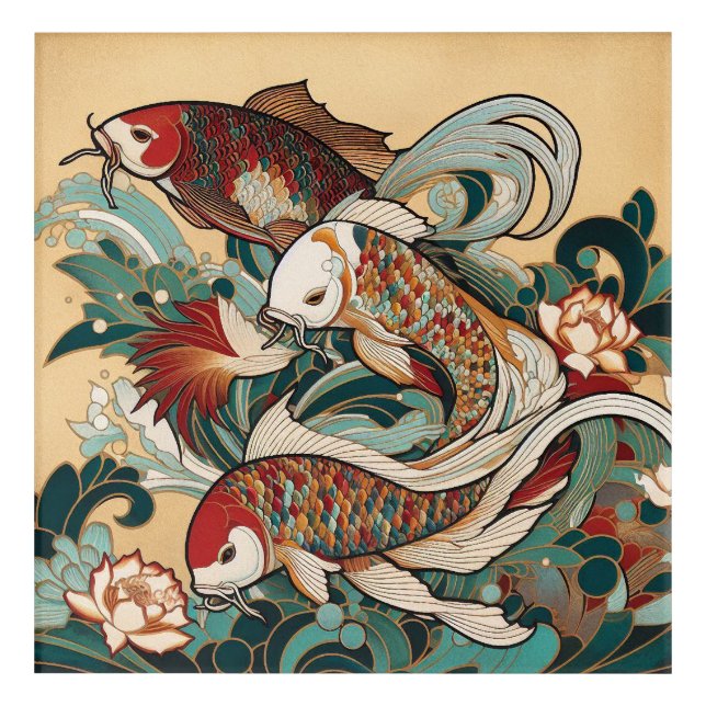 Art Deco Koi Wall Art (Front)
