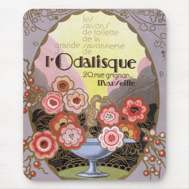 Art Deco l' Odalisque Perfume Label Mouse Pad (Front)