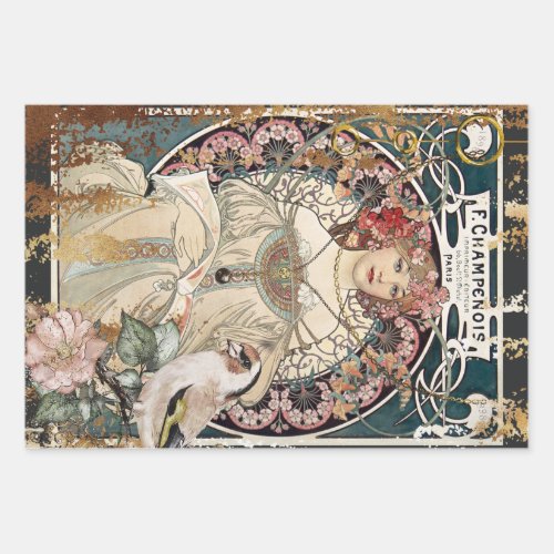 Art Deco Ladies Heavy Weight Decoupage Wrapping Paper Sheets