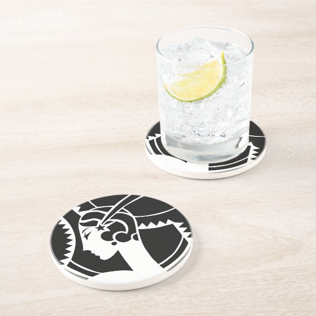 Art Deco Lady Drink Coaster (Side)