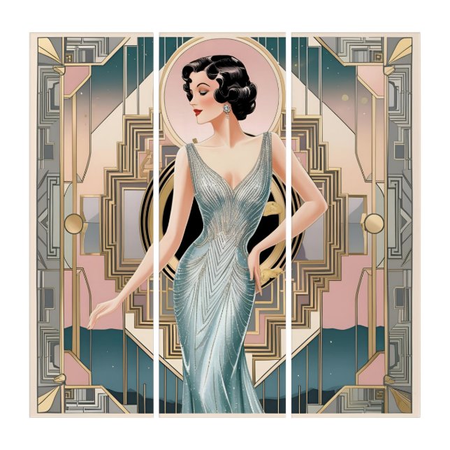 Art Deco Lady Elegance Triptych (Front)