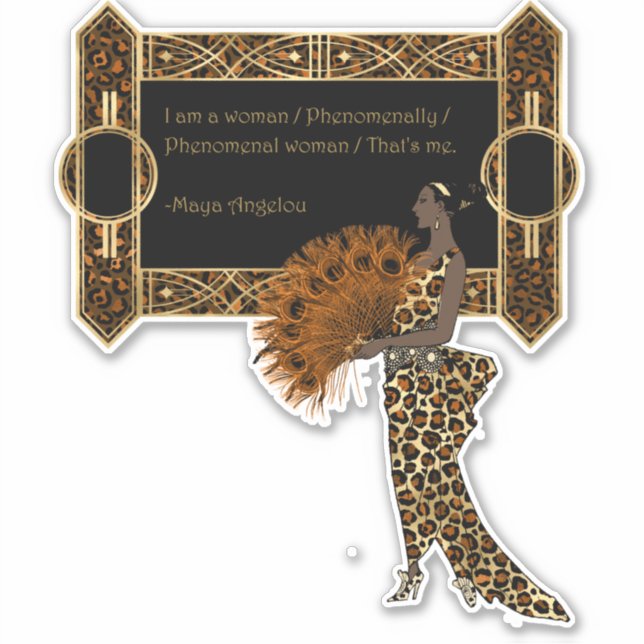 Art Deco Lady Empowering Quote Sticker (Front)