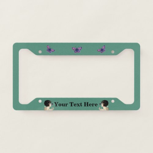 Art Deco Lady Flowers Pretty Purple Butterflies License Plate Frame