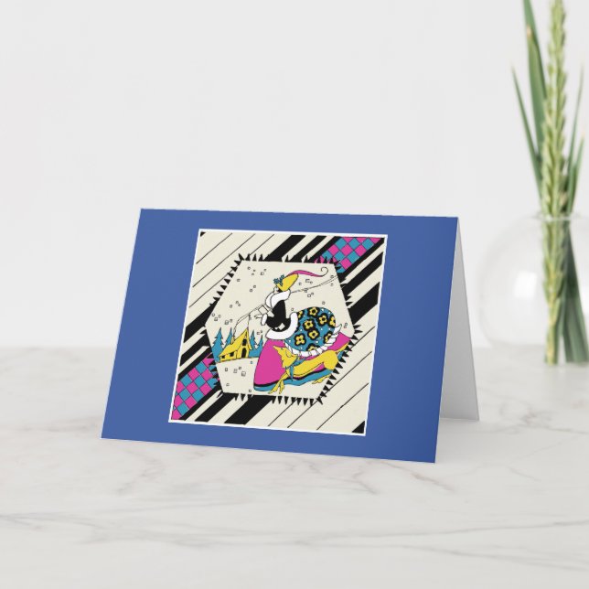 Art Deco Lady in a Bustle with a Dog Holiday Card (Front)