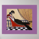 ART DECO LADY ON A LOUNGE POSTER<br><div class="desc">Original acrylic painting by Dian... ... ... .A charming,  whimsical and vintage Art Deco painting of a lady reclining on a lounge. This decorative painting would look good anywhere you place it in your home or office. A great gift item also!</div>