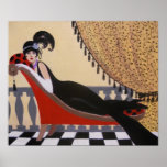 Art Deco Lady On A Lounge Poster at Zazzle