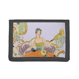 Art Deco Lady Photo Vintage Glamour Flapper Tri-fold Wallet