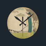 Art Deco Lady Round Clock<br><div class="desc">The Art Deco period was an era of glamor, beauty and sophistication.</div>