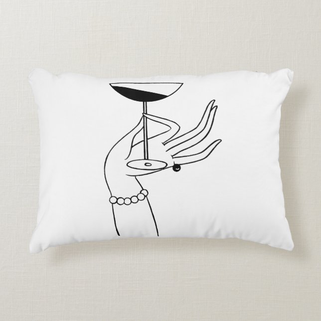 Art Deco Lady’s Hand Holding Champagne Glass Accent Pillow (Front)