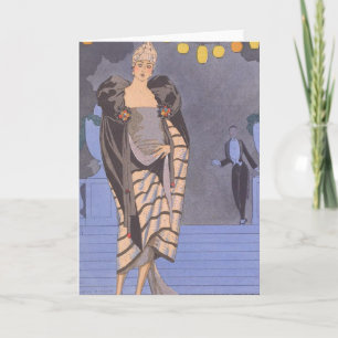 Art Deco Lady – Standing on the street. Holiday Card