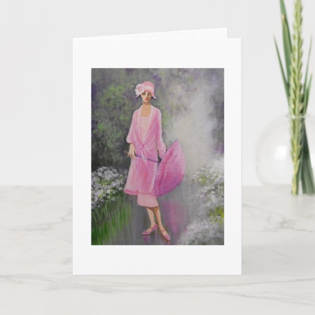 Art Deco, Lady with A Parasol, Note Card (Front)