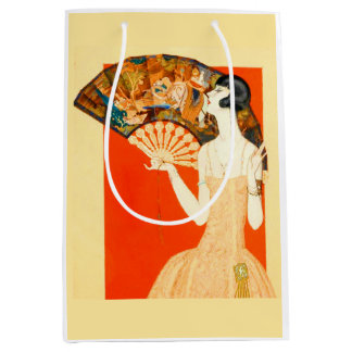 art deco lady with fan medium gift bag