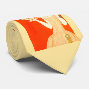 art deco lady with fan neck tie