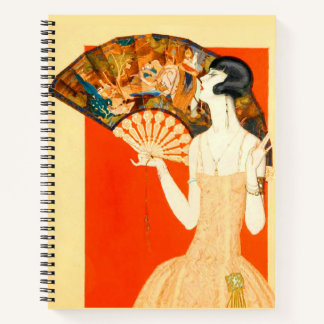 art deco lady with fan notebook