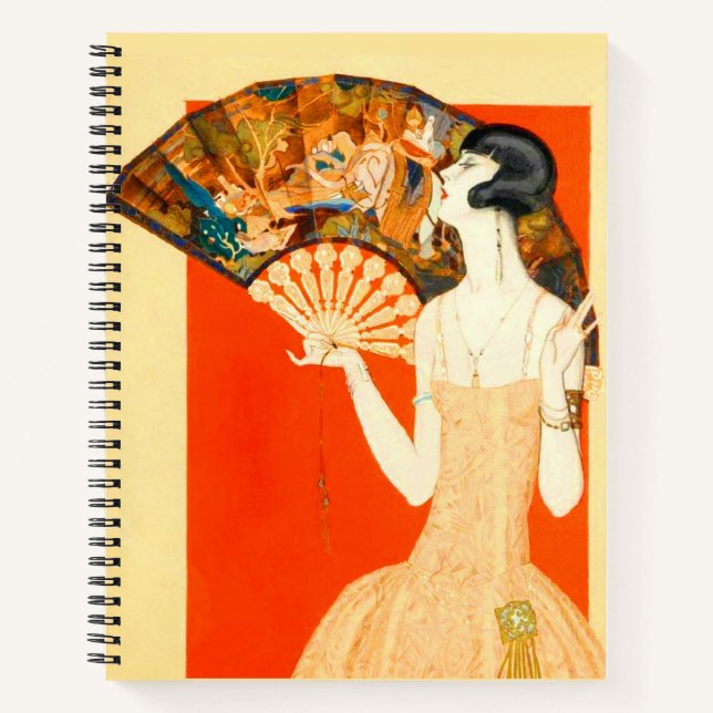 art deco lady with fan notebook (Front)