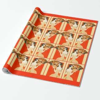 art deco lady with fan wrapping paper