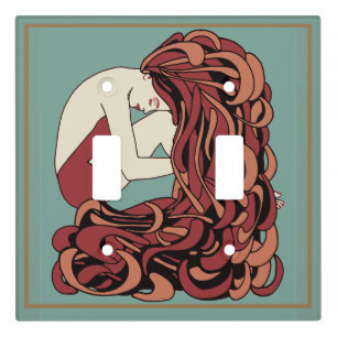 Art Deco Lady with Lots of Hair Light Switch Cover