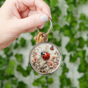  Art Deco Ladybug Flowers Butterfly  Keychain