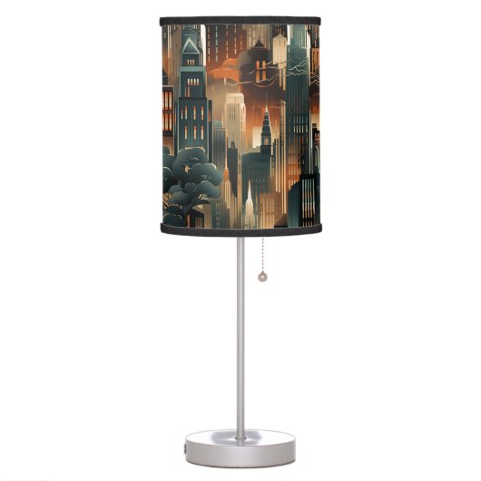 Art Deco Lamp Shade Cityscape 01 (Left)