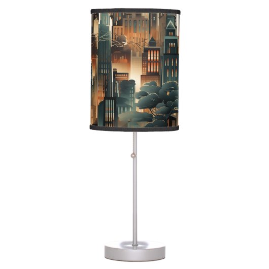 Art Deco Lamp Shade Cityscape 01 (Front)