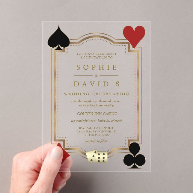 Art Deco Las Vegas Casino Royale Poker Wedding Acrylic Invitations (Insitu (Handheld))