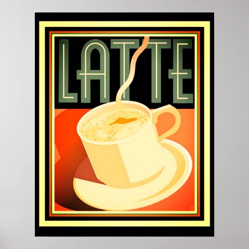 Art Deco Latte Poster 16 x 20