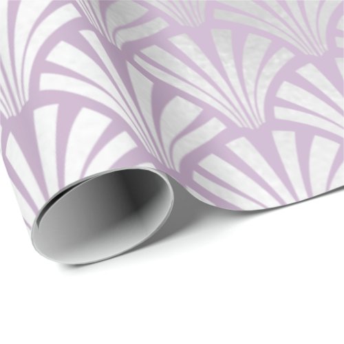 Art Deco Lavender  Silver Gray Scales Seashells Wrapping Paper