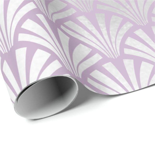 Art Deco Lavender  Silver Gray Scales Seashells Wrapping Paper (Roll Corner)