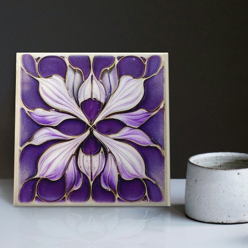 Art Deco Lavender Wall Decor Art Nouveau Ceramic Tile